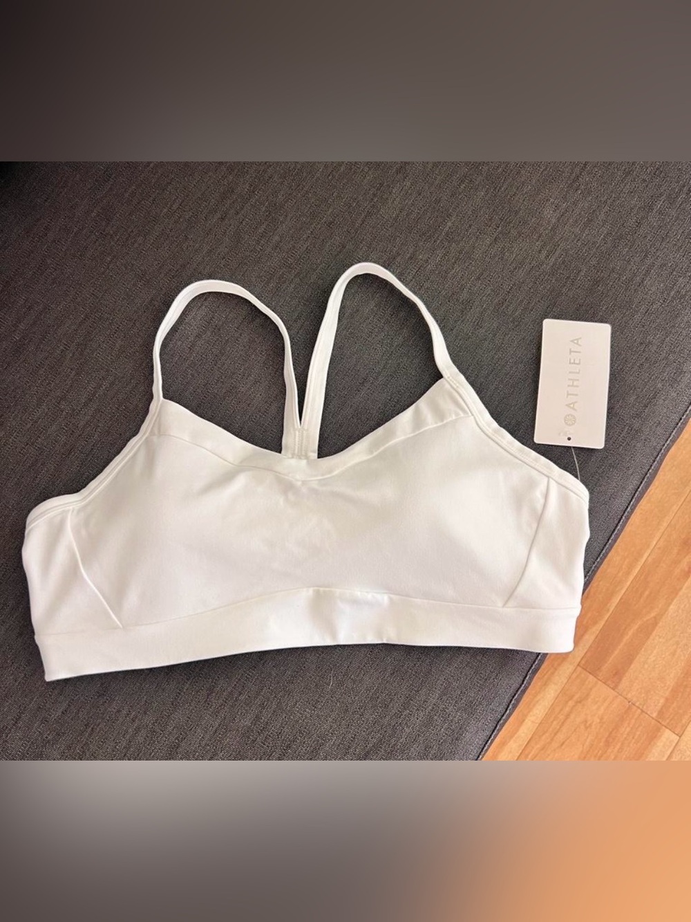 Athleta White Strappy Seamless Sports Bralette